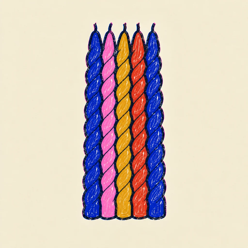 Colorful spiral taper candles, set of 8