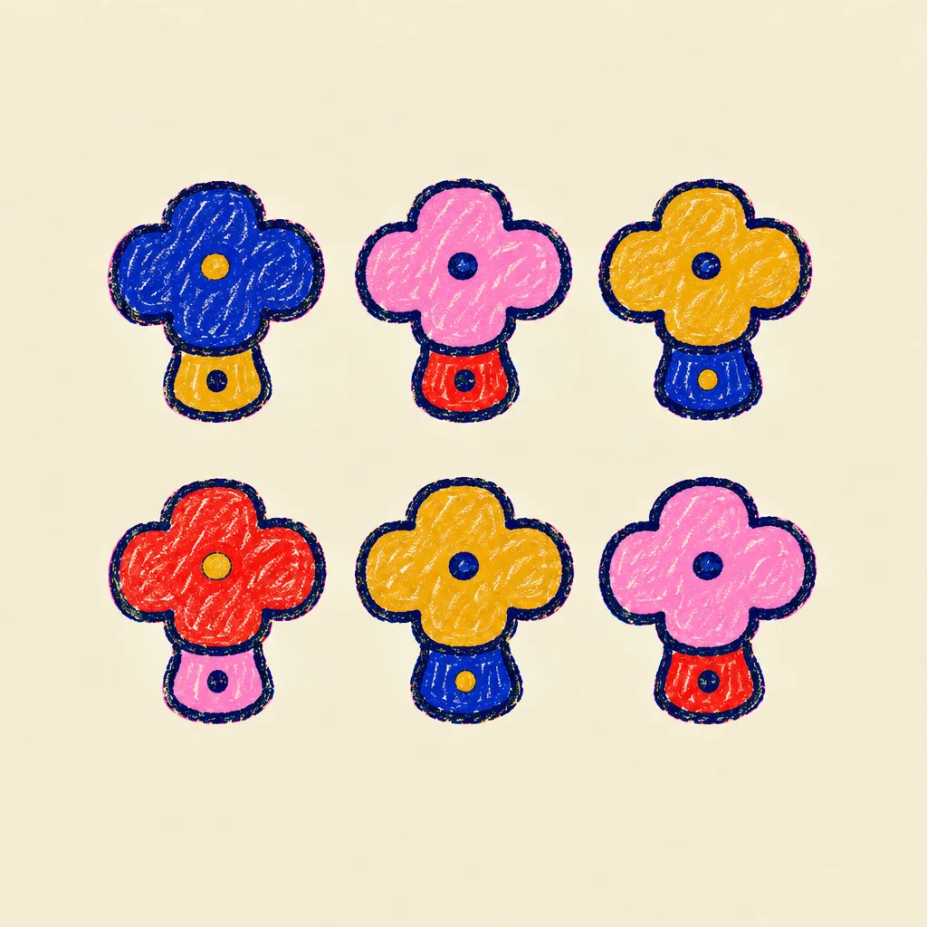Four-leaf clover knobs, set of 6