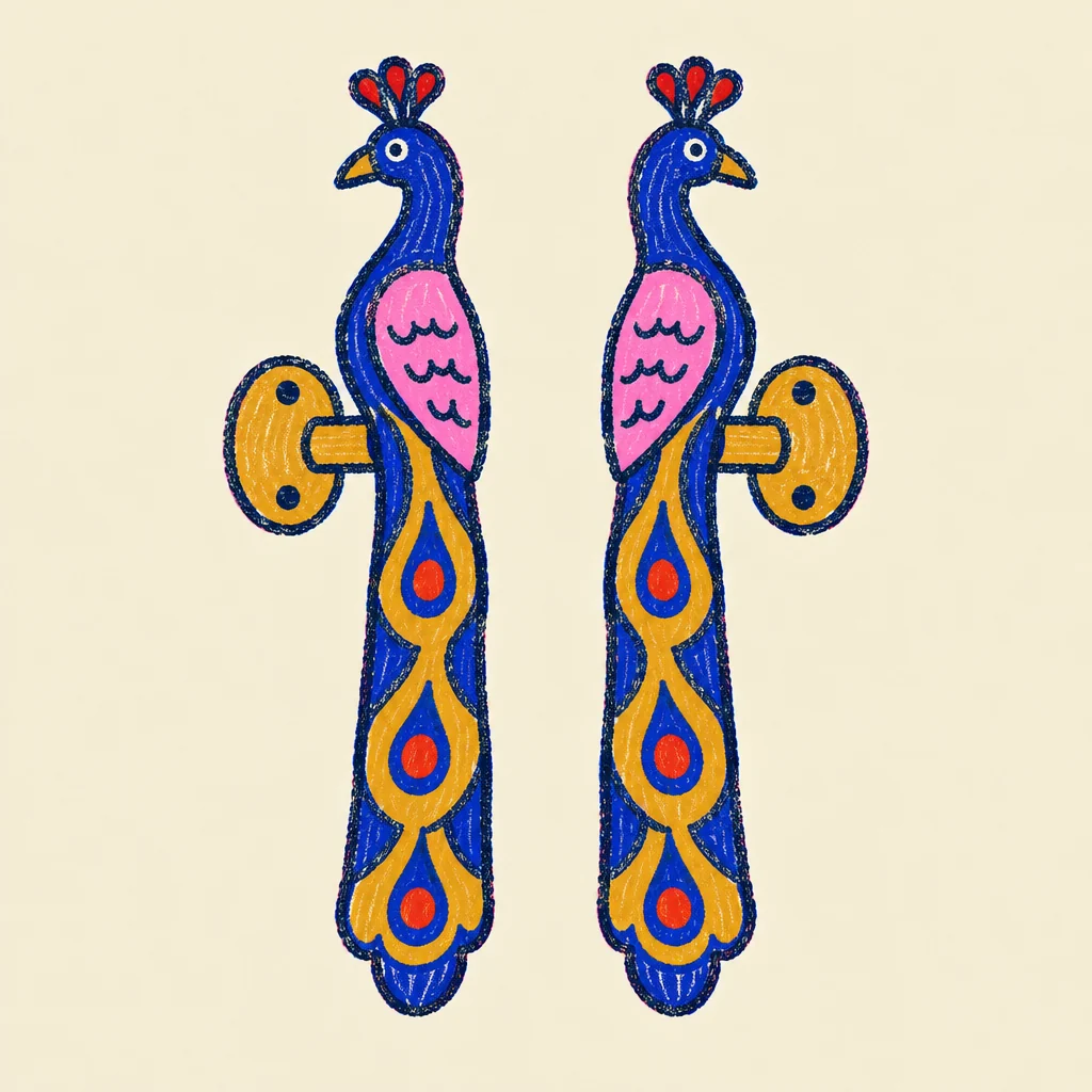 Peacock brass door handles